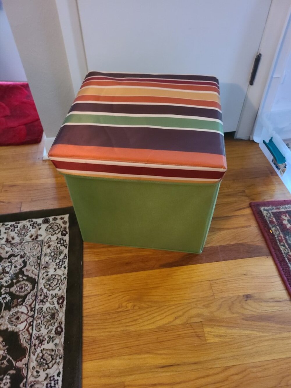 Large Retro 70's Storage Cube Fabric Foldable Collapsible With Lid Retro 15.5"